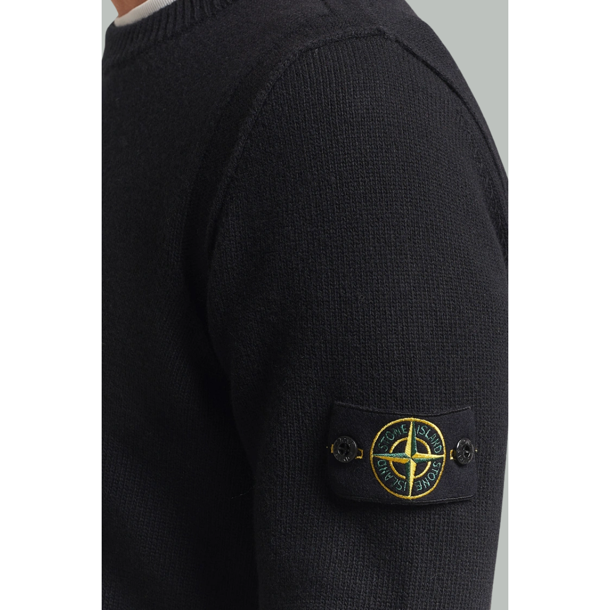 Pull Ras-Du-Cou Coupe Regular Avec Bordures Côtelées - Noir - STONE ISLAND