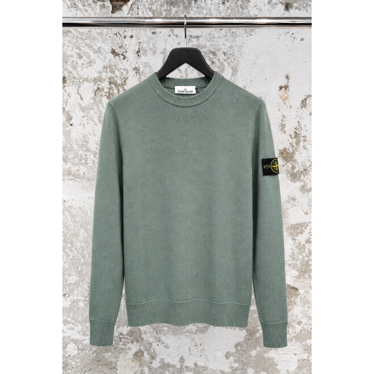 Pull Ras-Du-Cou Coupe Regular Avec Bordures Côtelées - Vert Océan - STONE ISLAND