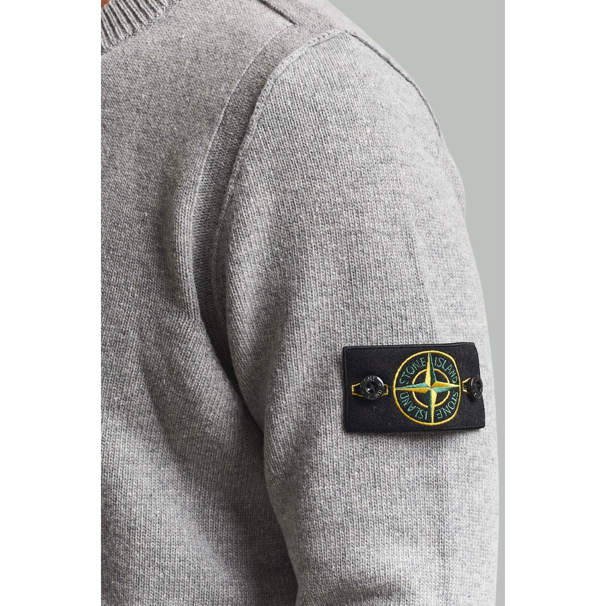 Pull Ras-Du-Cou Coupe Regular Avec Bordures Côtelées - Gris - STONE ISLAND