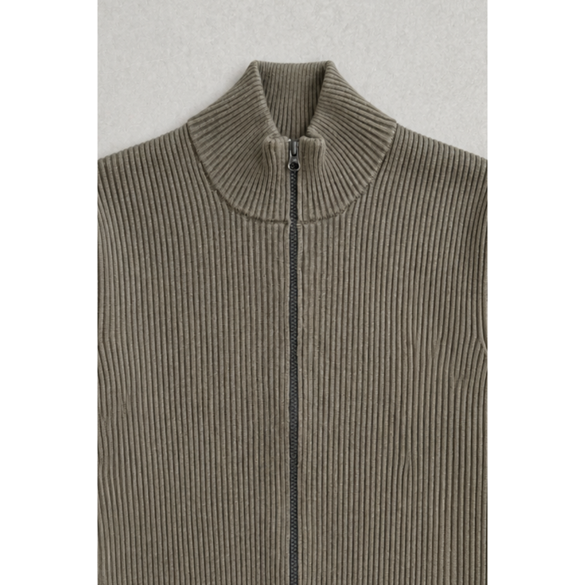 Pull Zippé Coupe Ample Avec Finitions Côtelées - Gris Charbon - STONE ISLAND
