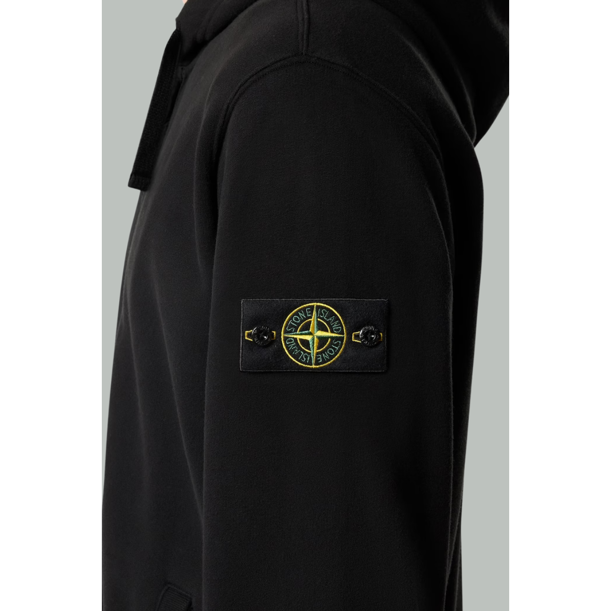 Sweat-Shirt Zippé À Capuche Coupe Regular Avec Apliques Côtelés - Noir - STONE ISLAND