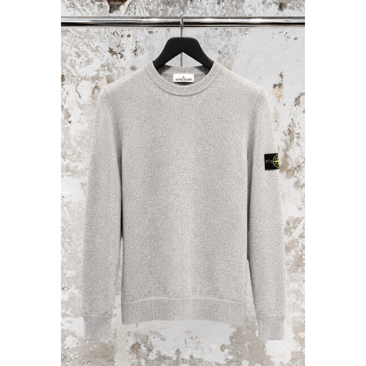 Pull Ras-Du-Cou Coupe Regular Avec Bordures Côtelées - Gris - STONE ISLAND