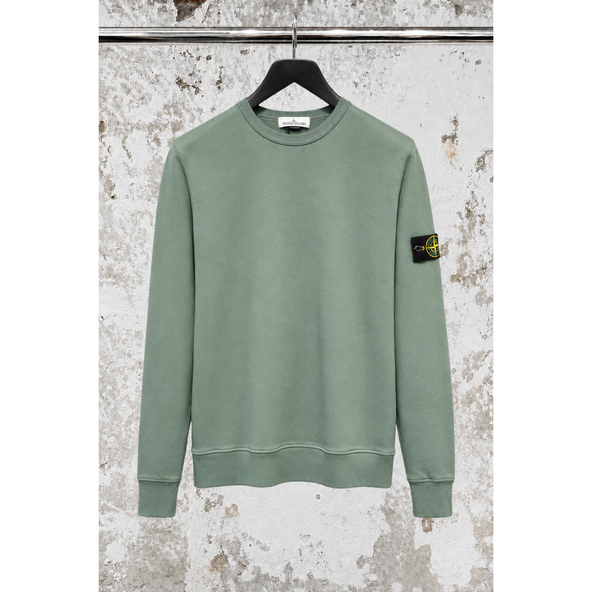 Sweat-Shirt Ras-Du-Cou Coupe Regular Avec Apliques Côtelés - Vert Foncé - STONE ISLAND