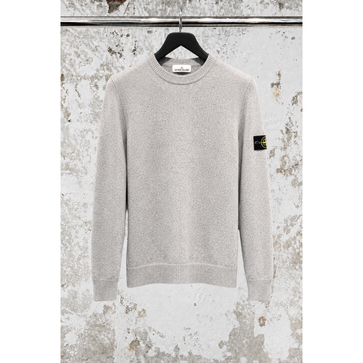 Pull Ras-Du-Cou Coupe Regular Avec Bordures Côtelées - Gris - STONE ISLAND