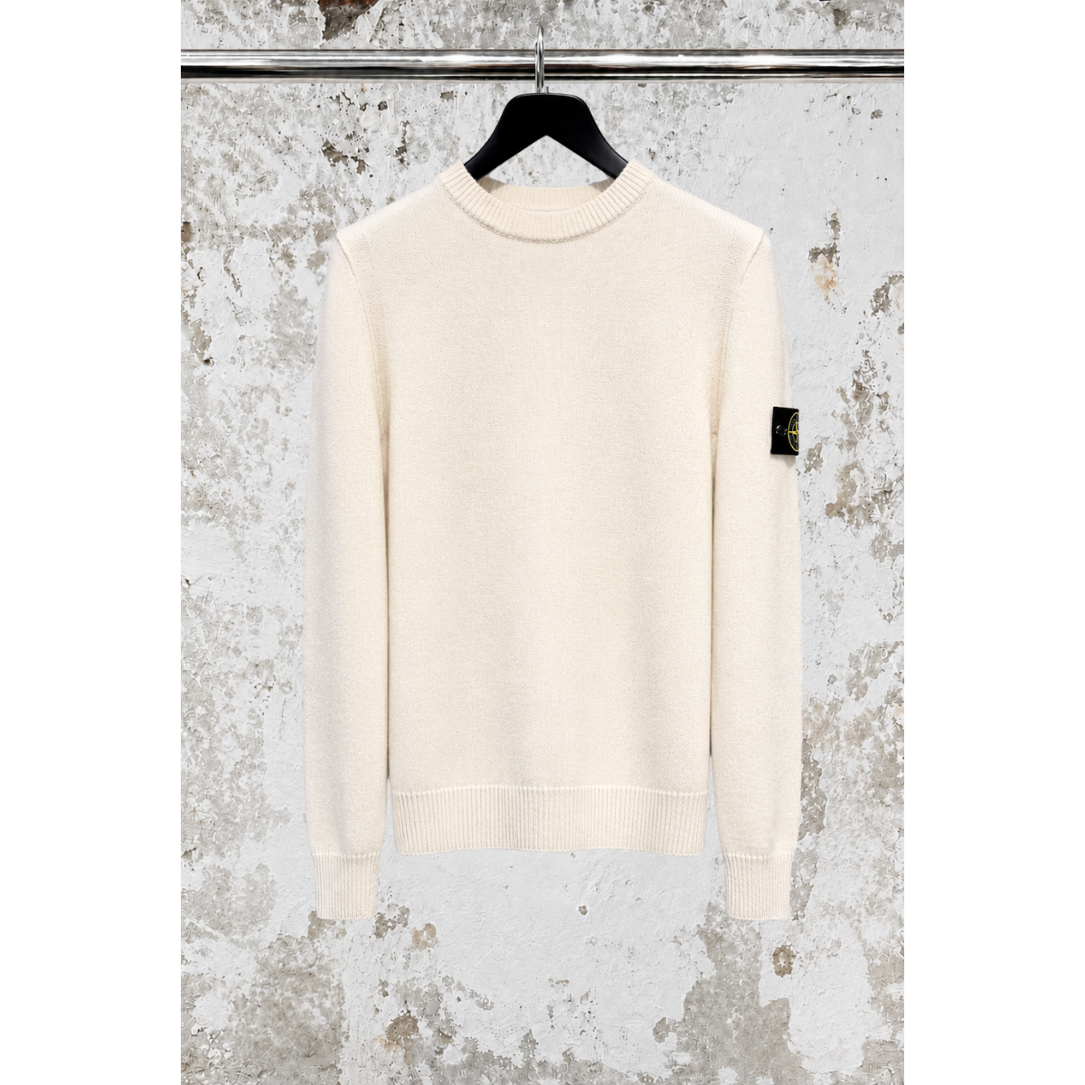 Pull Ras-Du-Cou Coupe Regular Avec Bordures Côtelées - Ivoire - STONE ISLAND