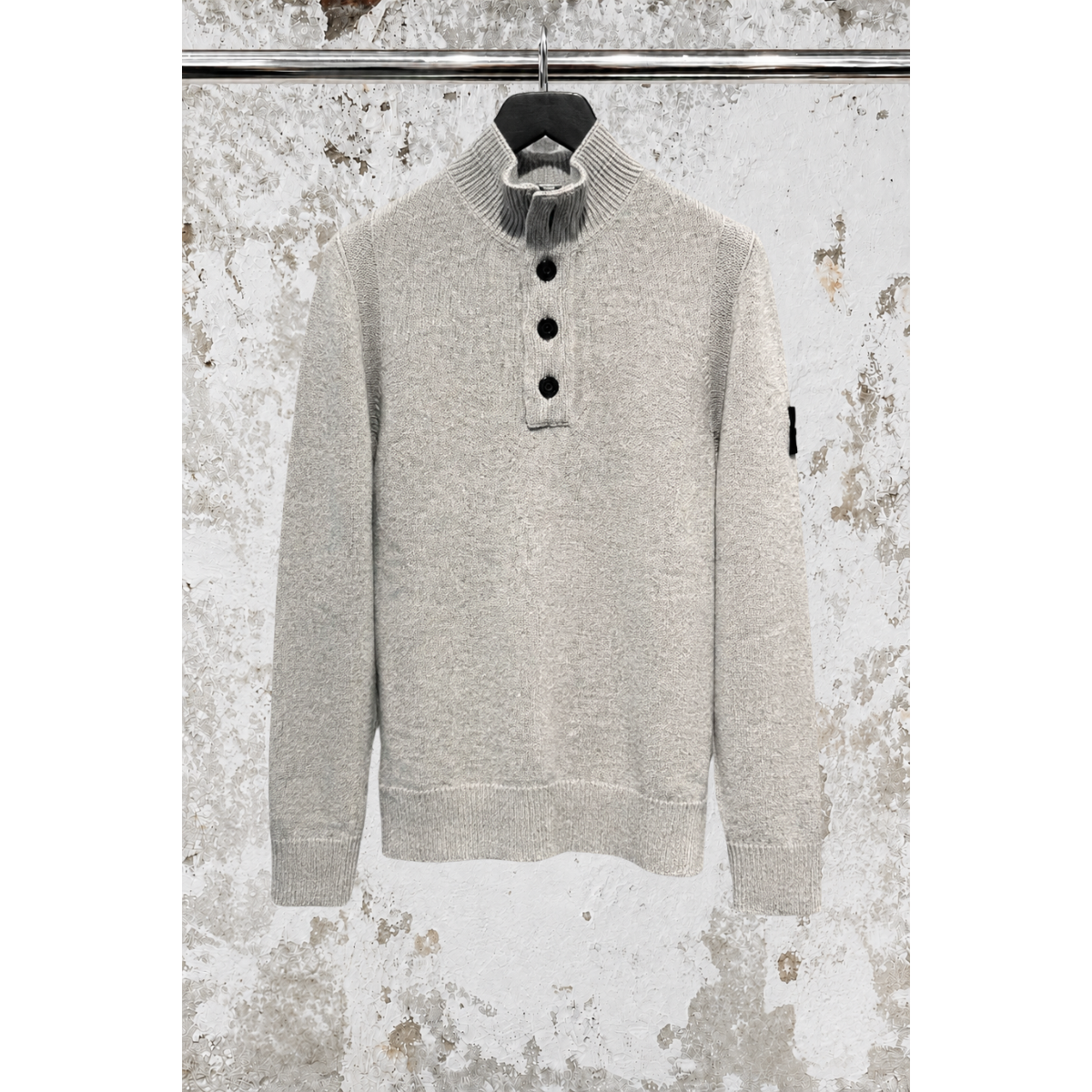Pull À Glissière Courte Coupe Regular Avec Patte De Boutonnage - Gris Chiné - STONE ISLAND