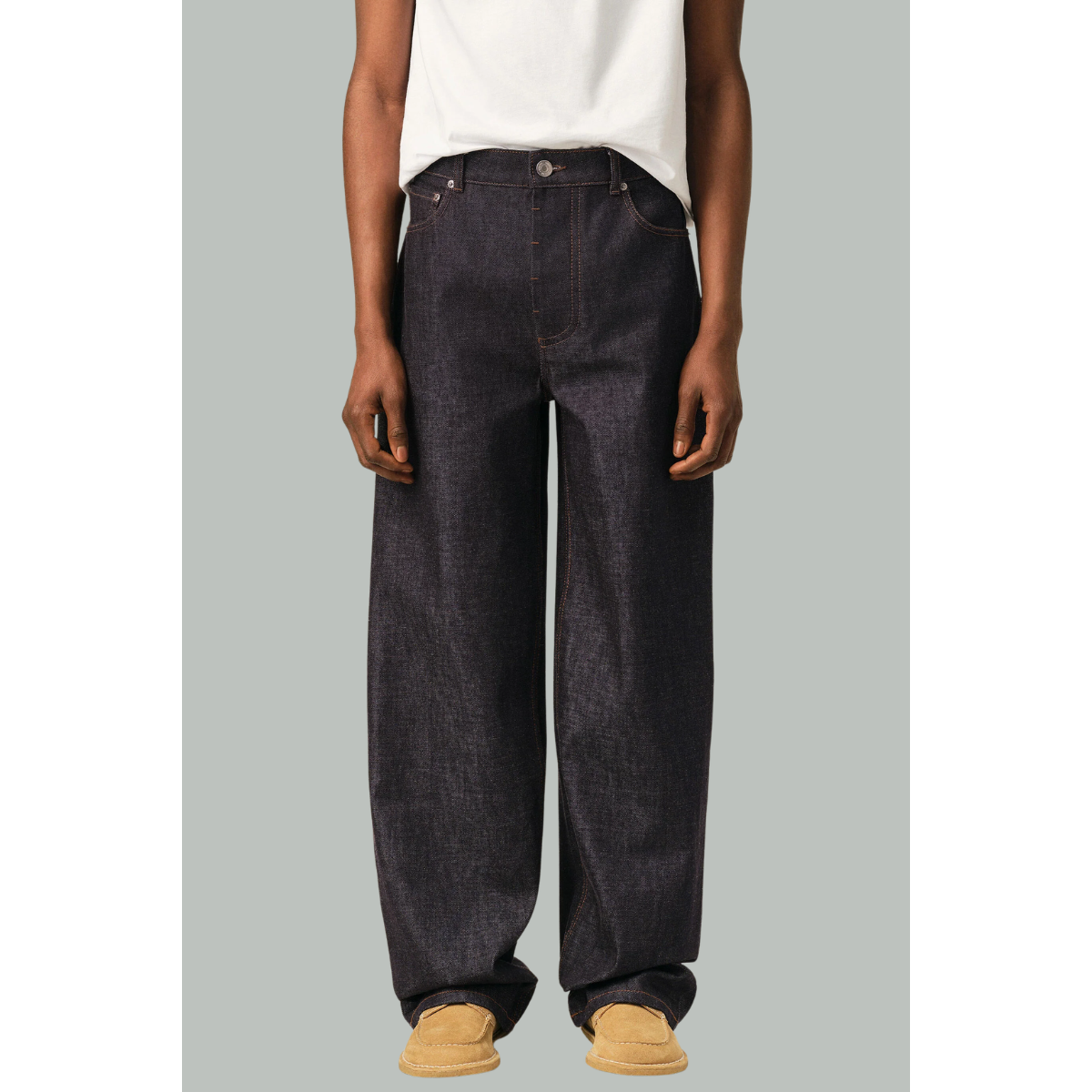 Jean Coupe Baggy En Denim - Brut Indigo - AMI PARIS