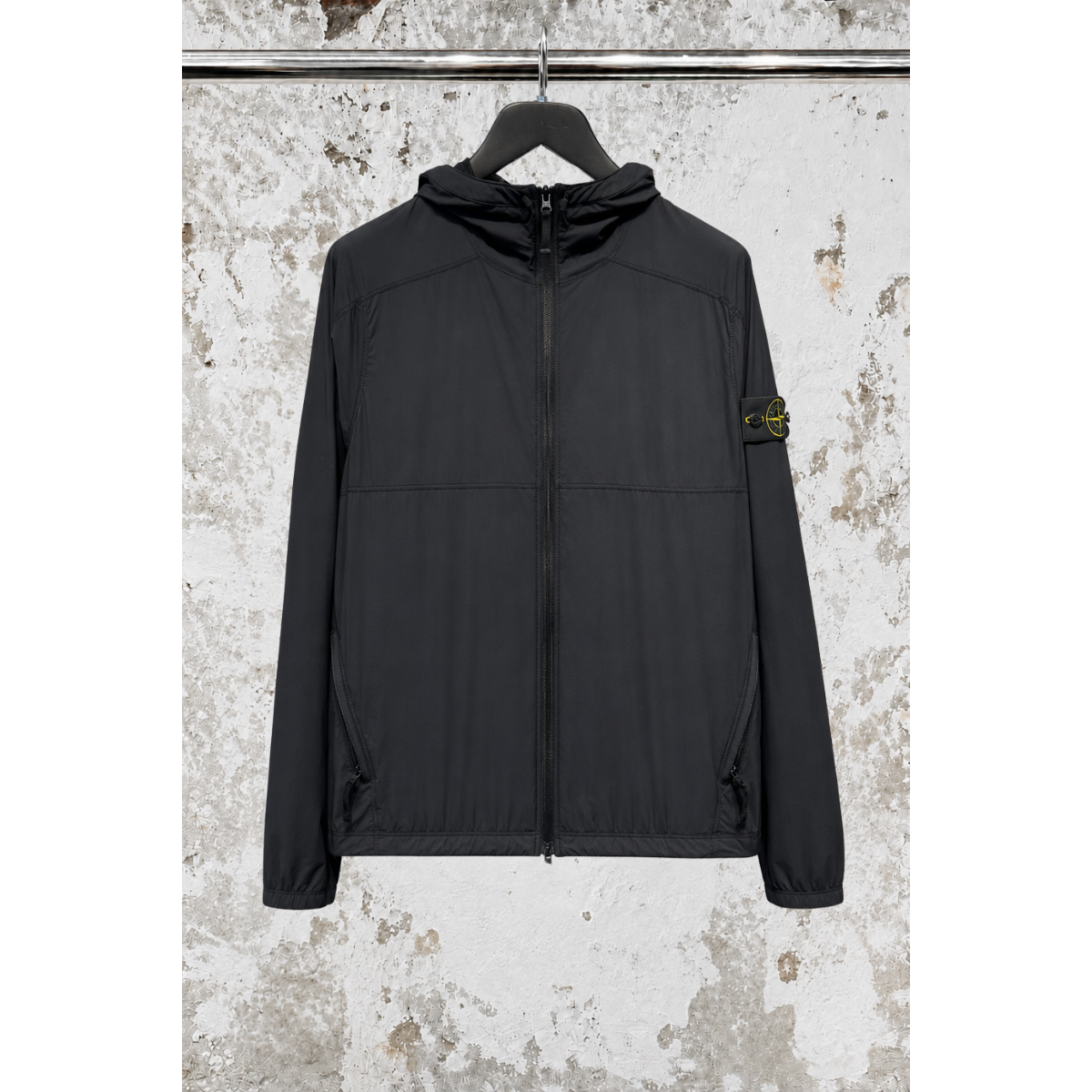 Water-Repellent Hooded Jacket – Black - STONE ISLAND
