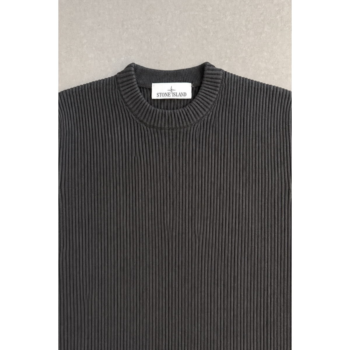 Pull Ras-Du-Cou à Finitions Côtelées - Noir - STONE ISLAND