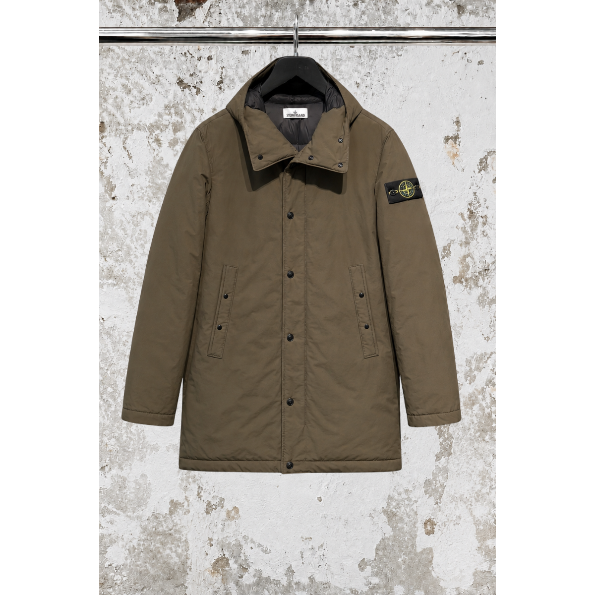 Long Down Parka with Water-Repellent Treatment – Charcoal Grey – STONE ISLAND