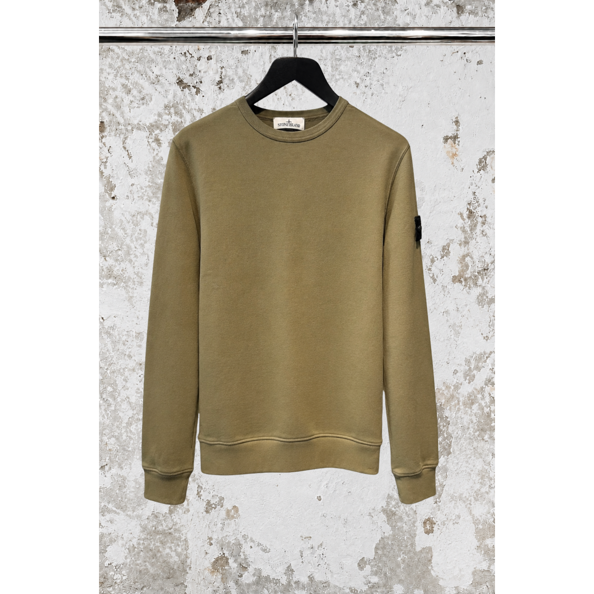 Sweat-Shirt Ras-Du-Cou Coupe Regular Avec Apliques Côtelés - Kaki - STONE ISLAND