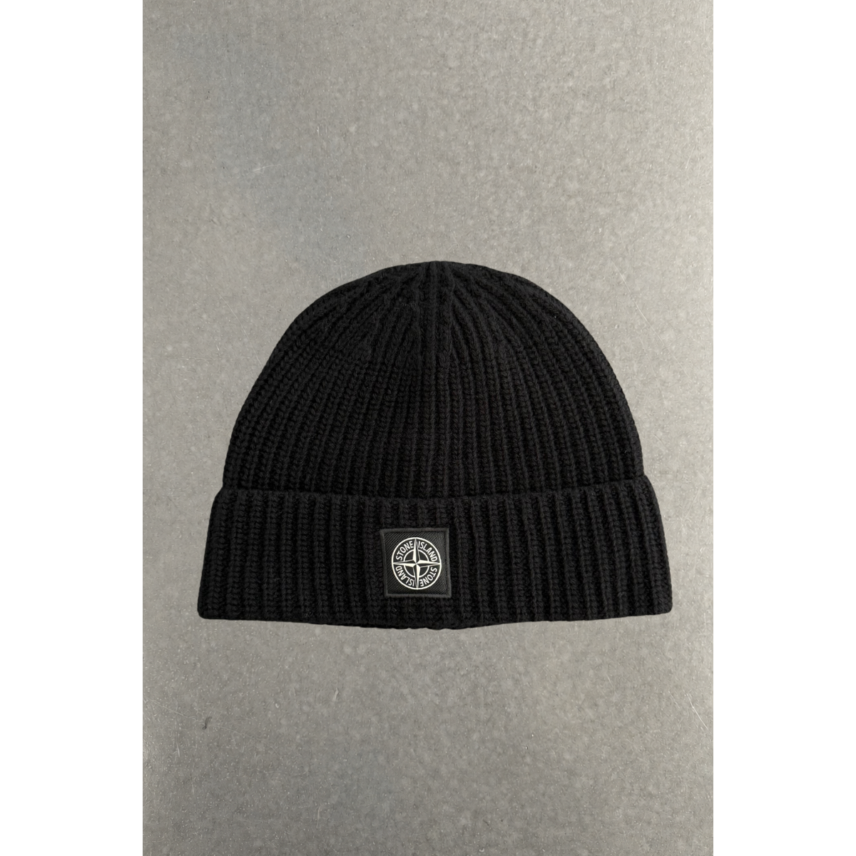 Bonnet En Maille Côtelée Avec Patch Compass - Noir - STONE ISLAND