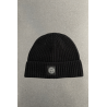 Bonnet En Maille Côtelée Avec Patch Compass - Noir - STONE ISLAND