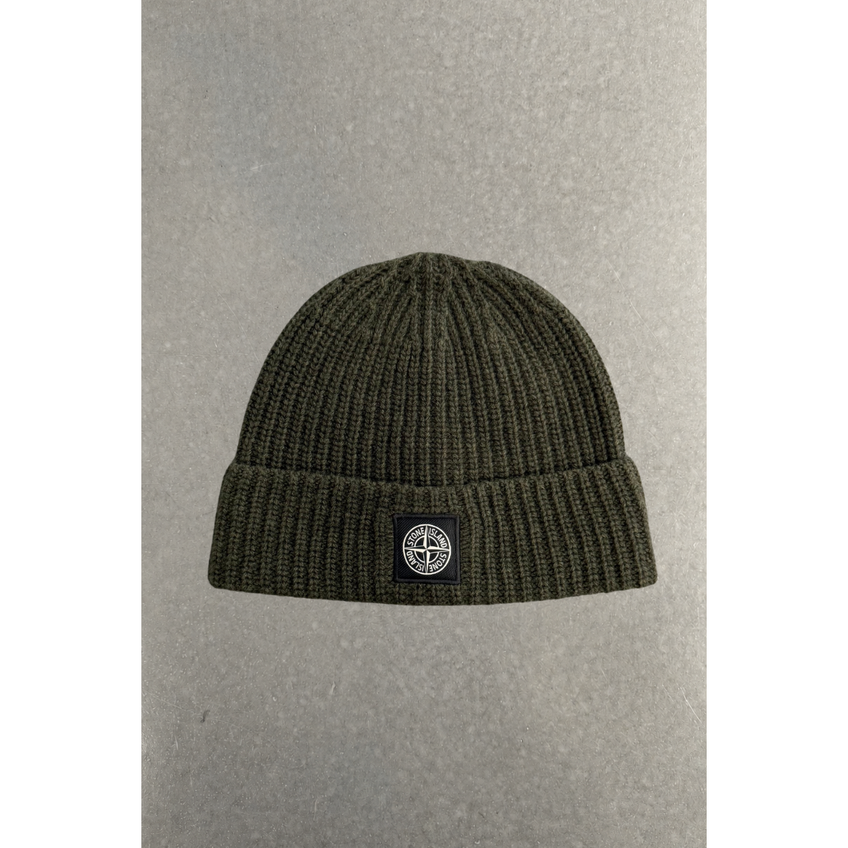 Bonnet En Maille Côtelée Avec Patch Compass - Kaki - STONE ISLAND