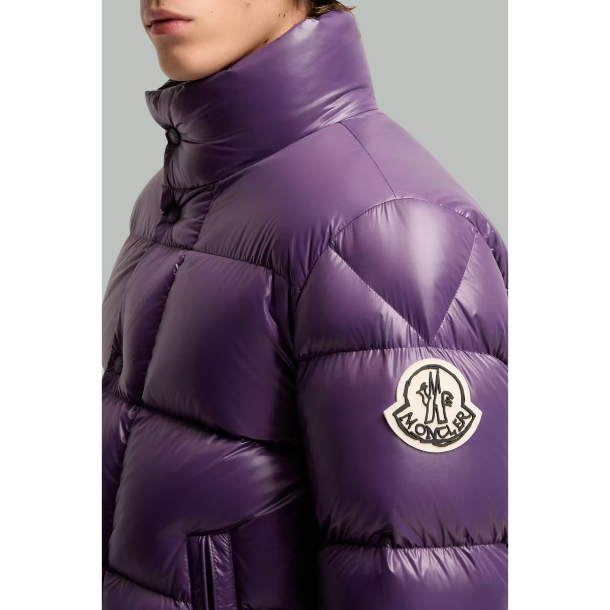 Brendola Short Lacquered Down Jacket - Purple - MONCLER