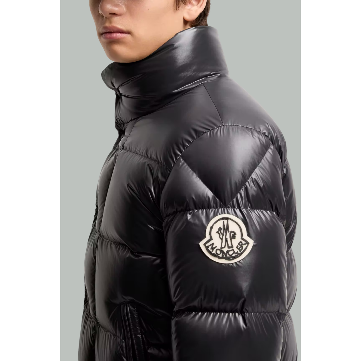 Brendola Short Lacquered Down Jacket - Black - MONCLER