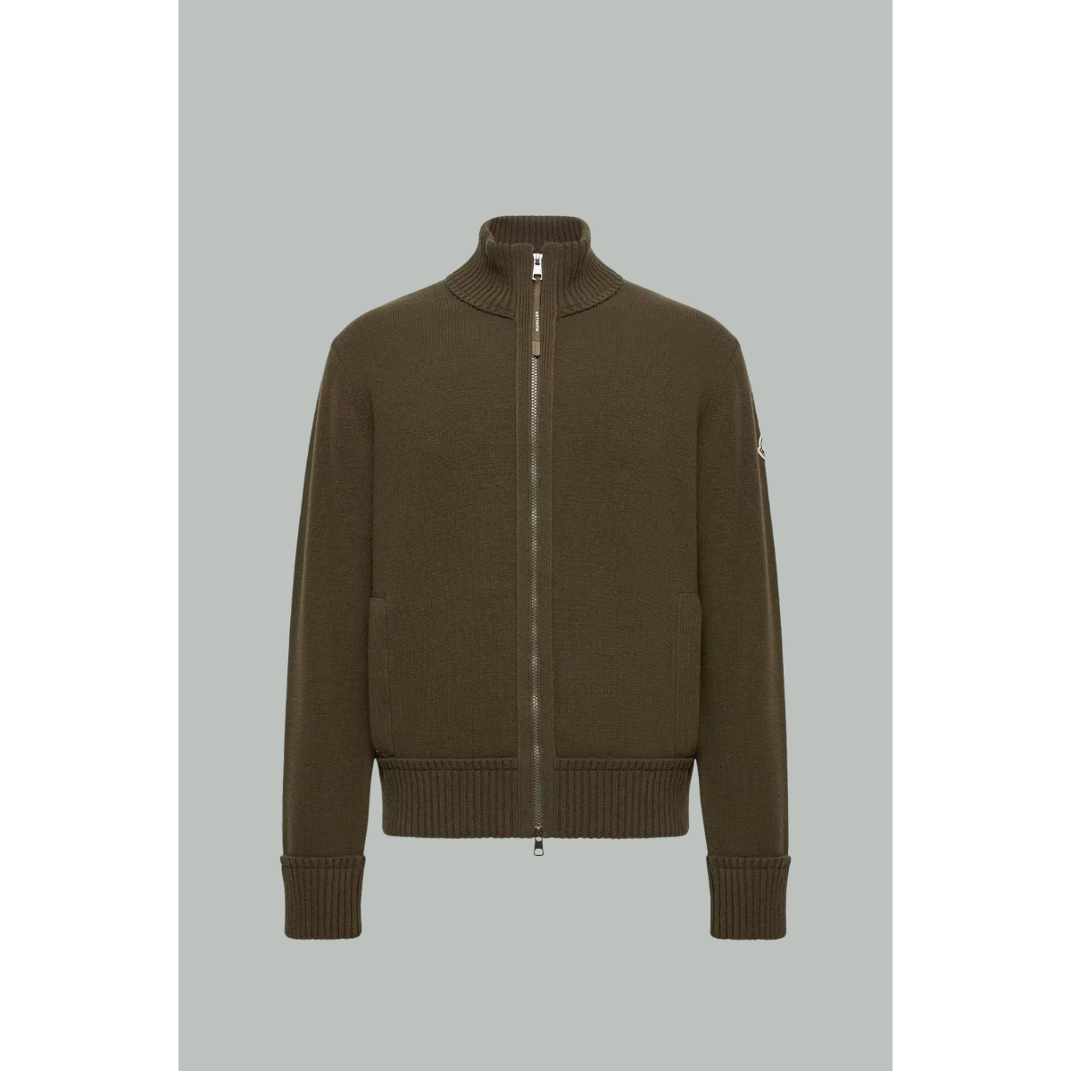 Wool and Cashmere Zip-Up Cardigan - Green - MONCLER