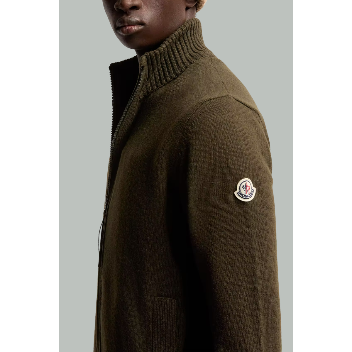 Wool and Cashmere Zip-Up Cardigan - Green - MONCLER