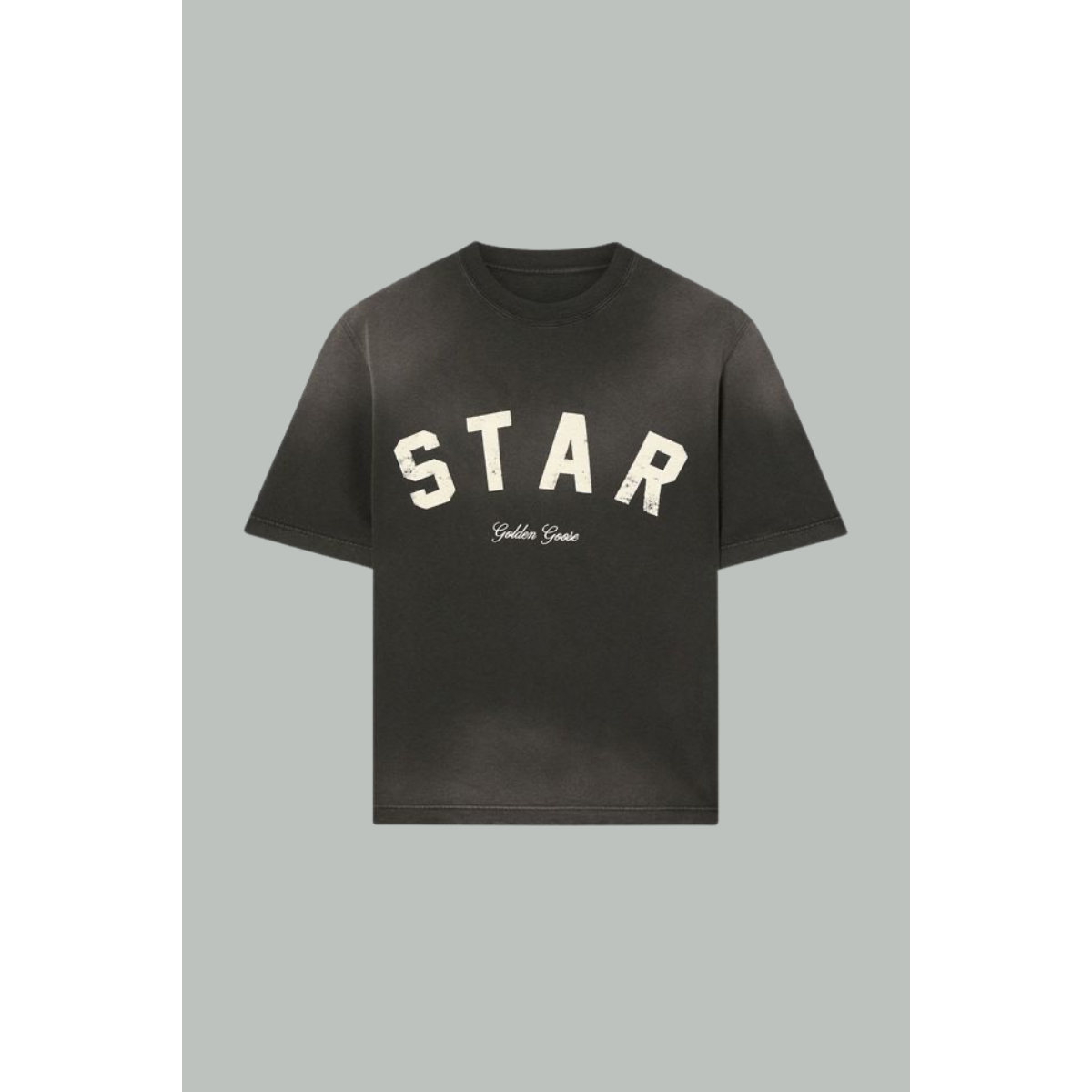 Unisex Star Cotton T-Shirt with All-Over Gradient Crystals and Back Print - Grey/Black - GOLDEN GOOSE