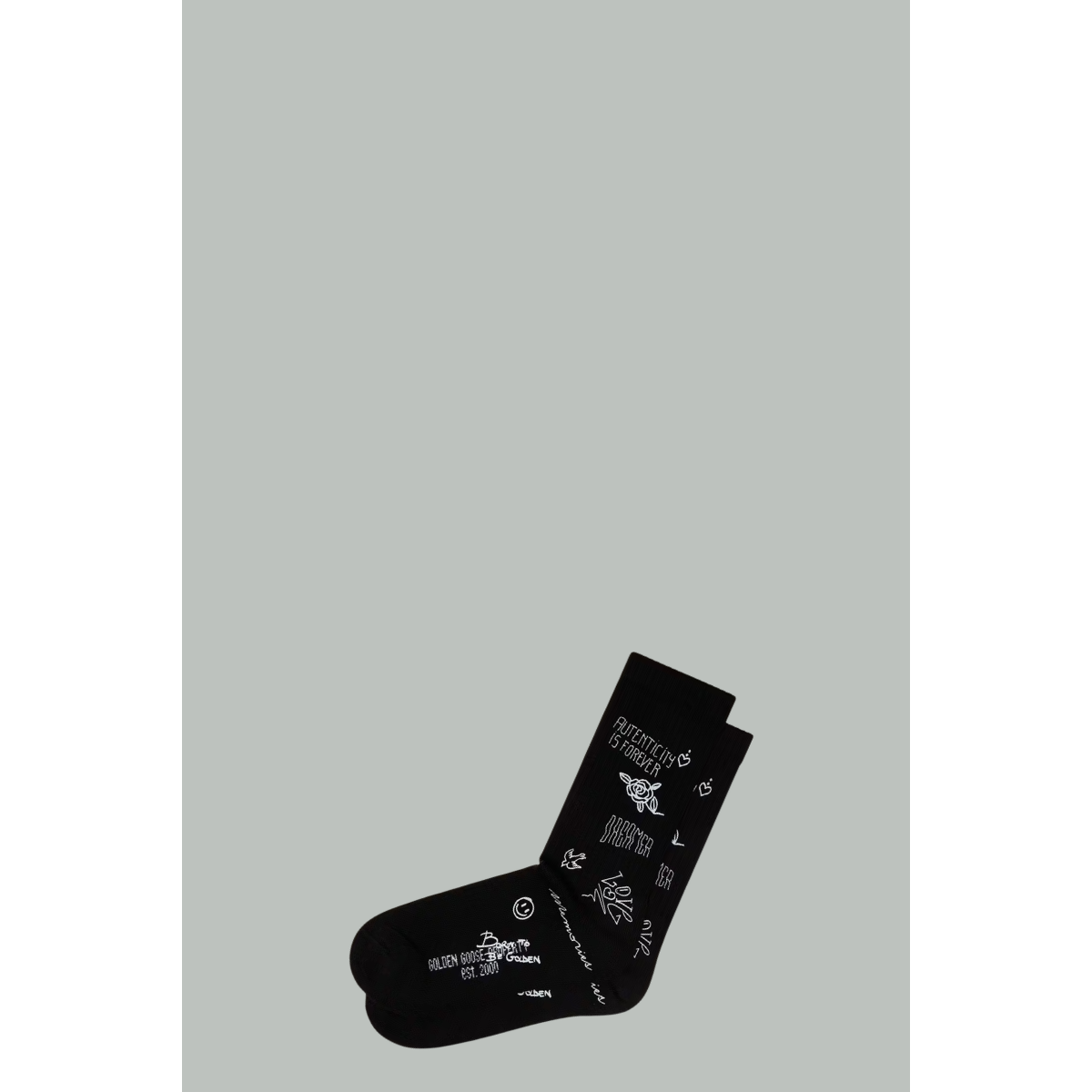 Chaussettes Côtelées Avec Imprimé Gribouillages - Noir - GOLDEN GOOSE