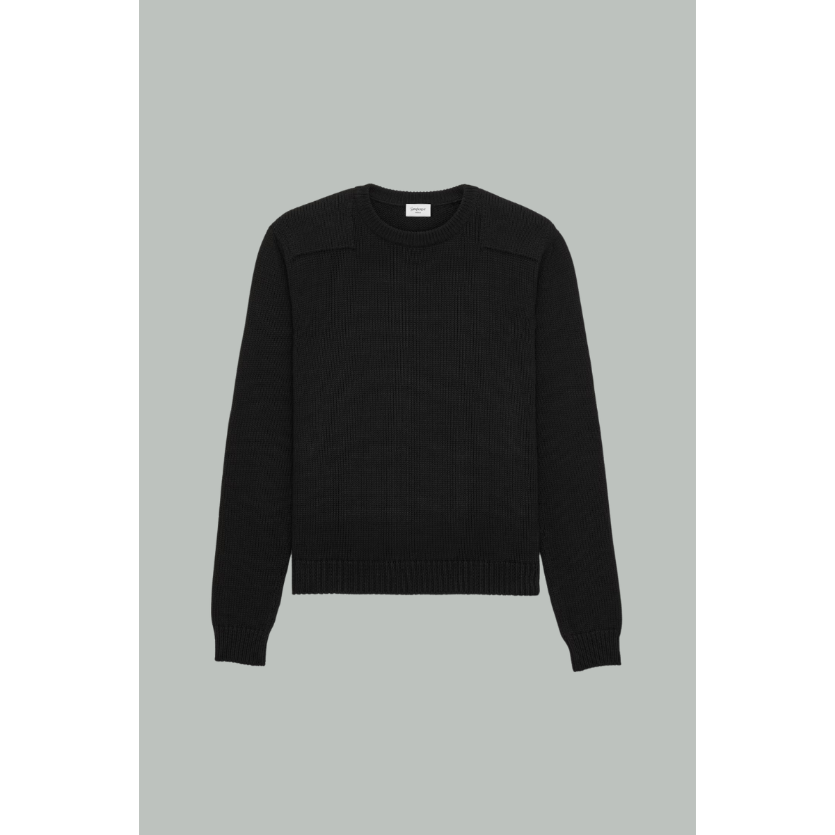 Pull à Col Ras du Cou en Maille de Coton - Noir - SAINT LAURENT