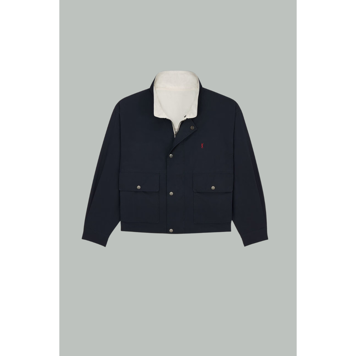 Cassandre Reversible Brushed Cotton Canvas Jacket - Blue - SAINT LAURENT