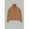 Pull Col Montant Boutonné En Laine - Marron - AMI PARIS