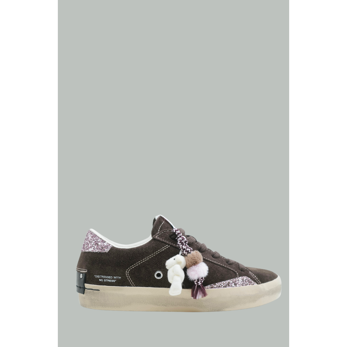 Distressed Sneakers - Women - Brown/Glitter - CRIME LONDON