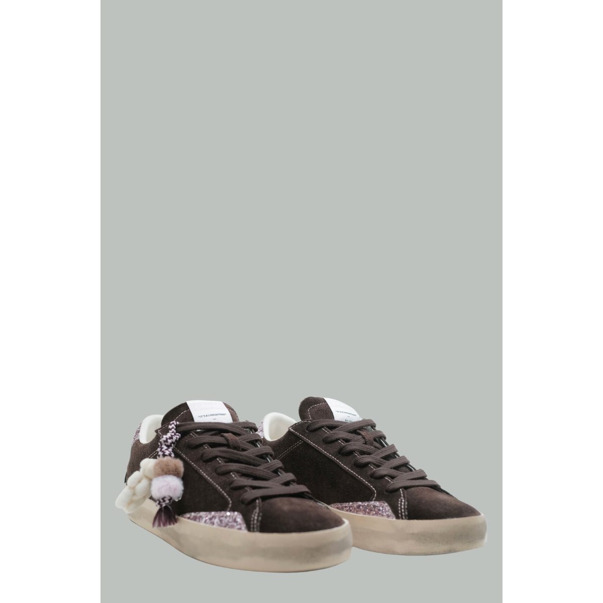 Distressed Sneakers - Women - Brown/Glitter - CRIME LONDON