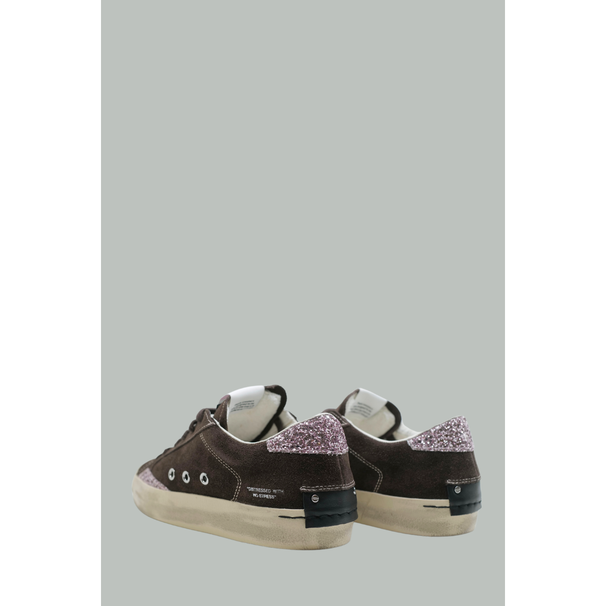 Distressed Sneakers - Women - Brown/Glitter - CRIME LONDON