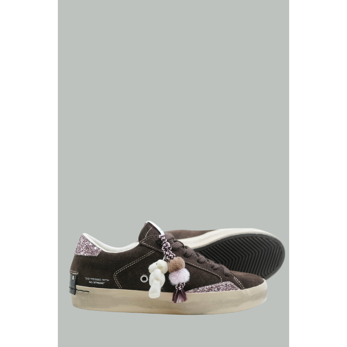 Distressed Sneakers - Women - Brown/Glitter - CRIME LONDON
