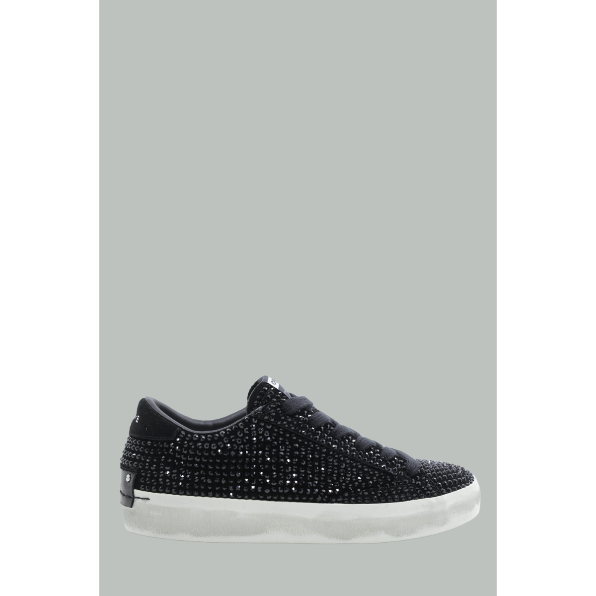 Distressed Rhinestone Sneakers - Women - Black - CRIME LONDON