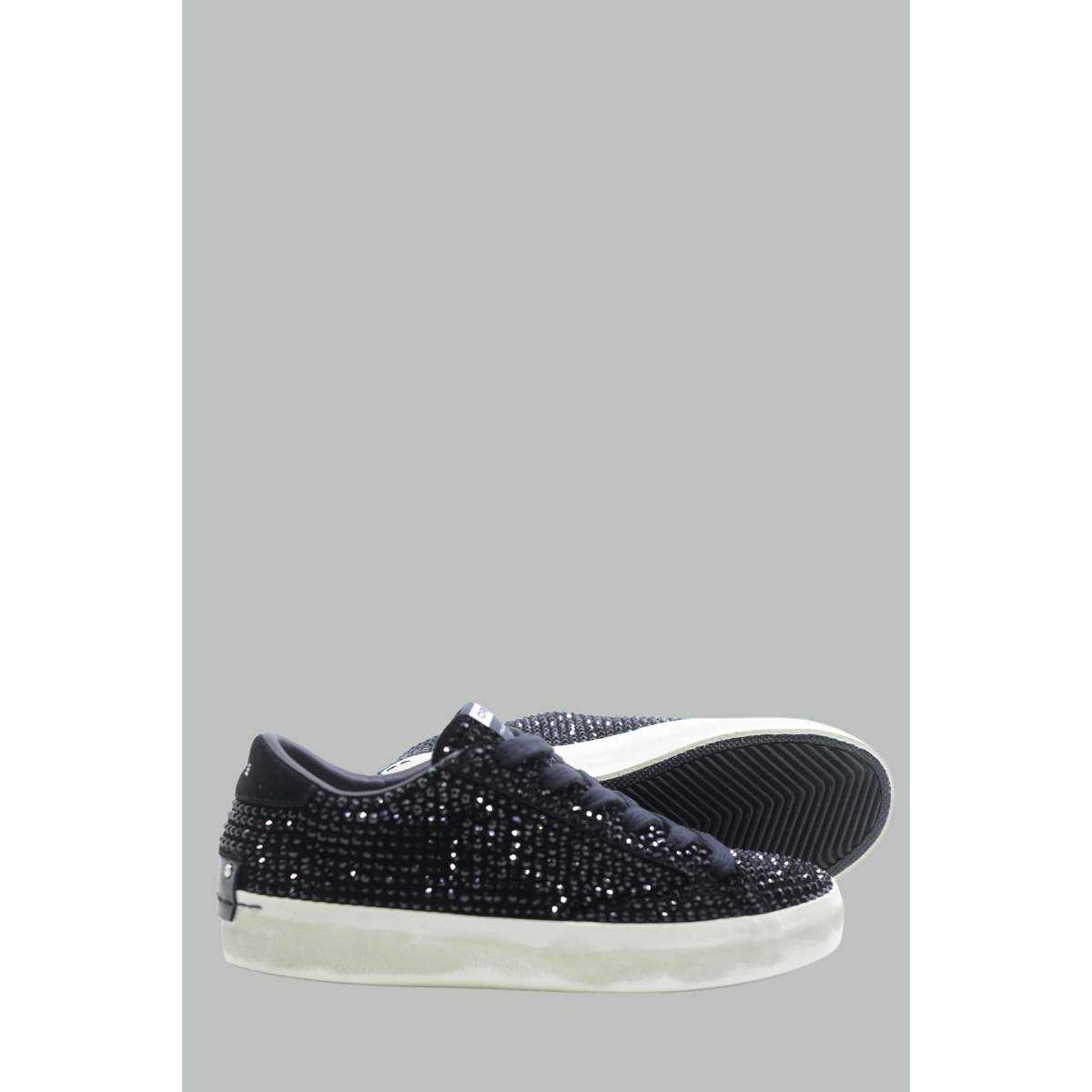 Distressed Rhinestone Sneakers - Women - Black - CRIME LONDON