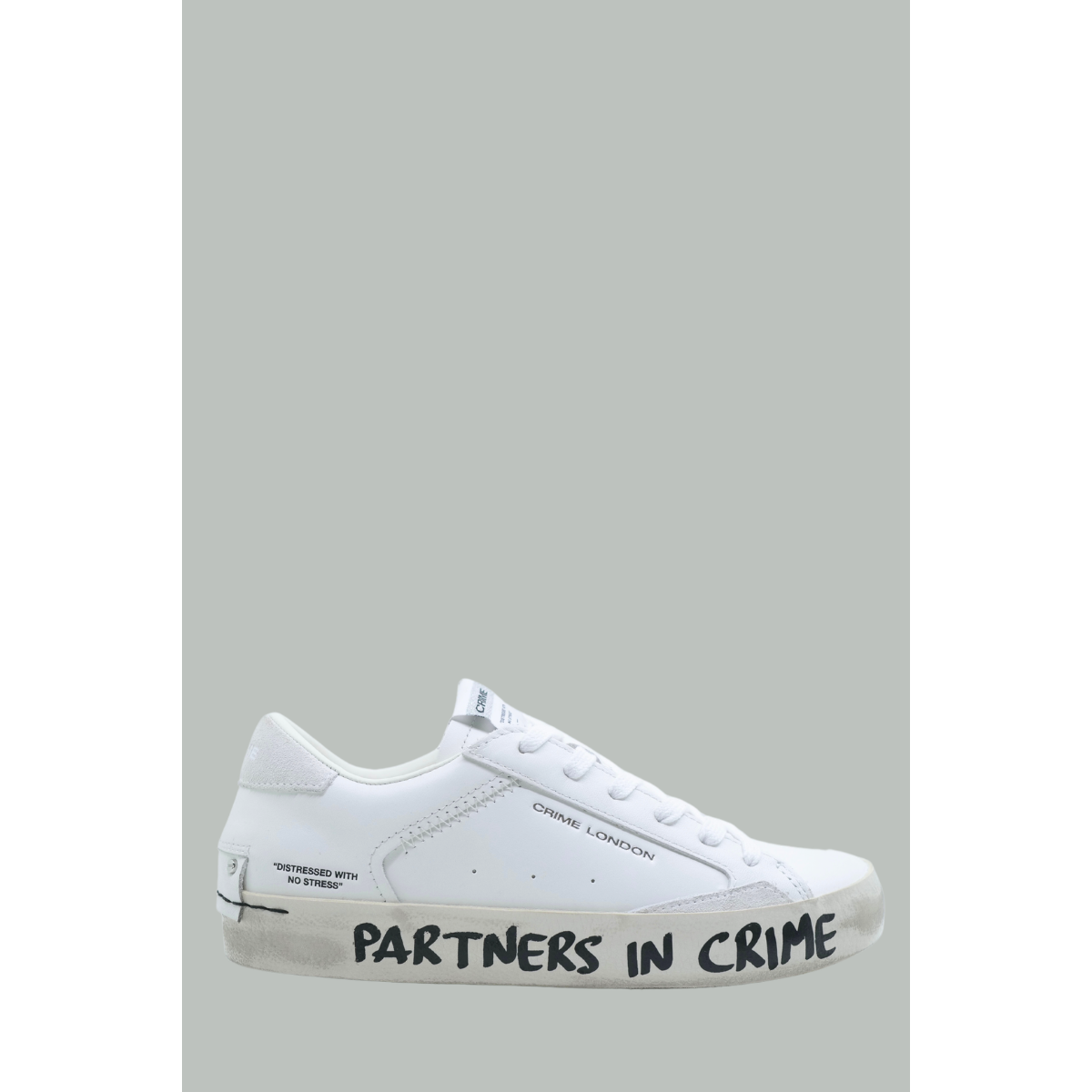 Distressed Tag Sneakers - Women - White - CRIME LONDON