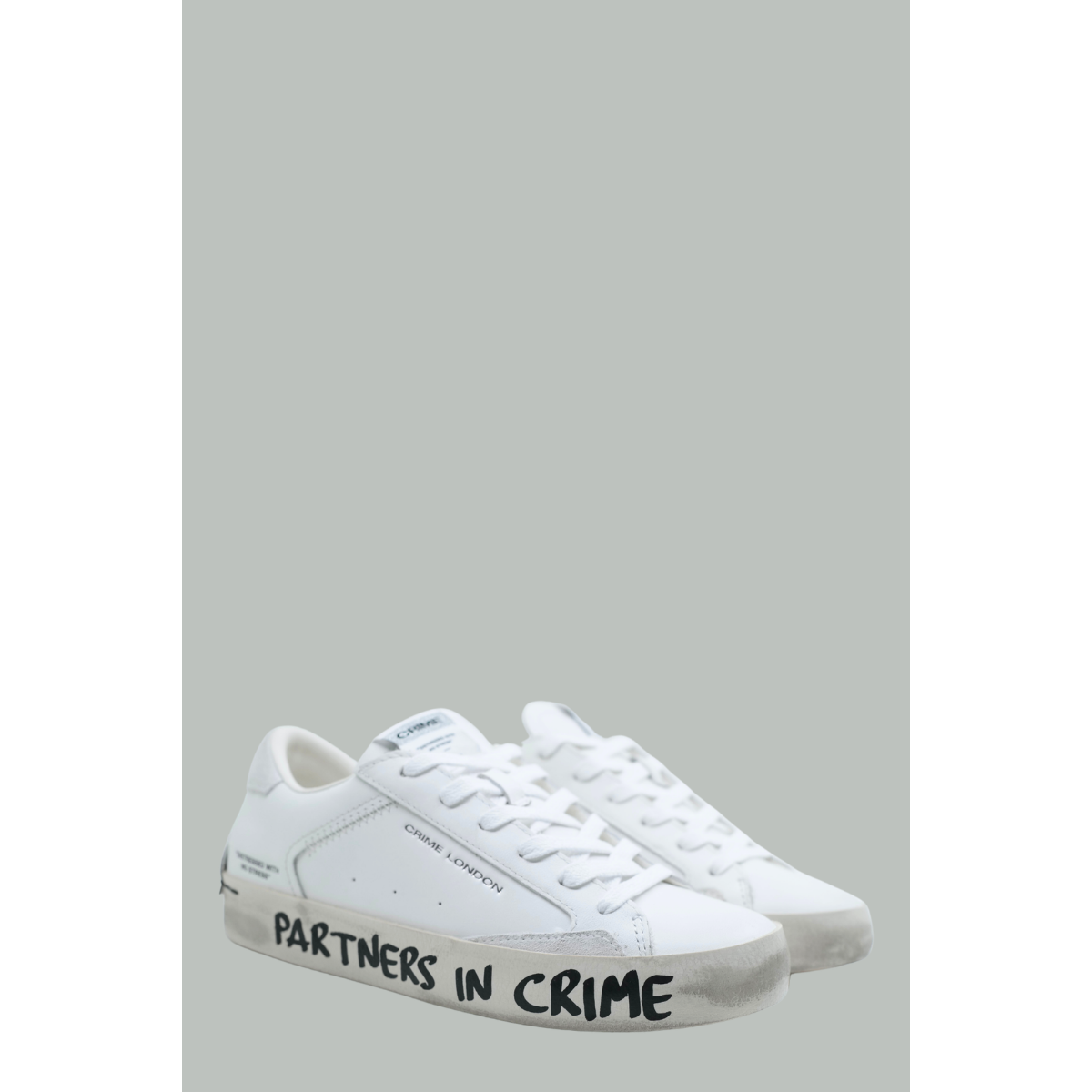 Distressed Tag Sneakers - Women - White - CRIME LONDON