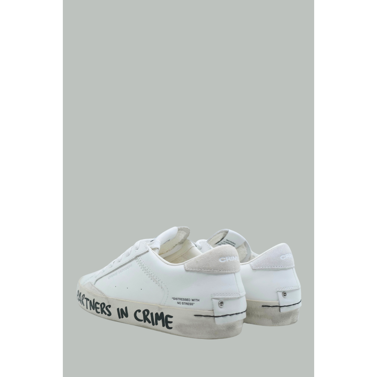 Distressed Tag Sneakers - Women - White - CRIME LONDON