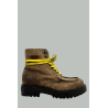 Distressed Suede Calfskin Lace-Up Ankle Boots - Brown - PRADA