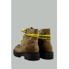 Distressed Suede Calfskin Lace-Up Ankle Boots - Brown - PRADA