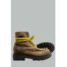 Distressed Suede Calfskin Lace-Up Ankle Boots - Brown - PRADA