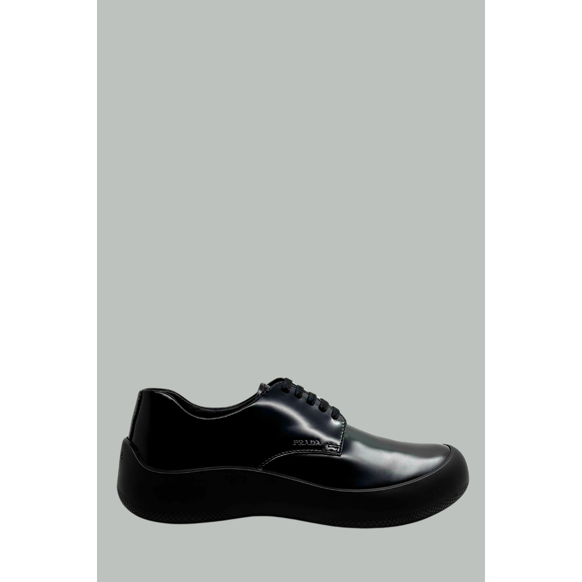Brushed Leather Lace-Up Shoes - Black - PRADA