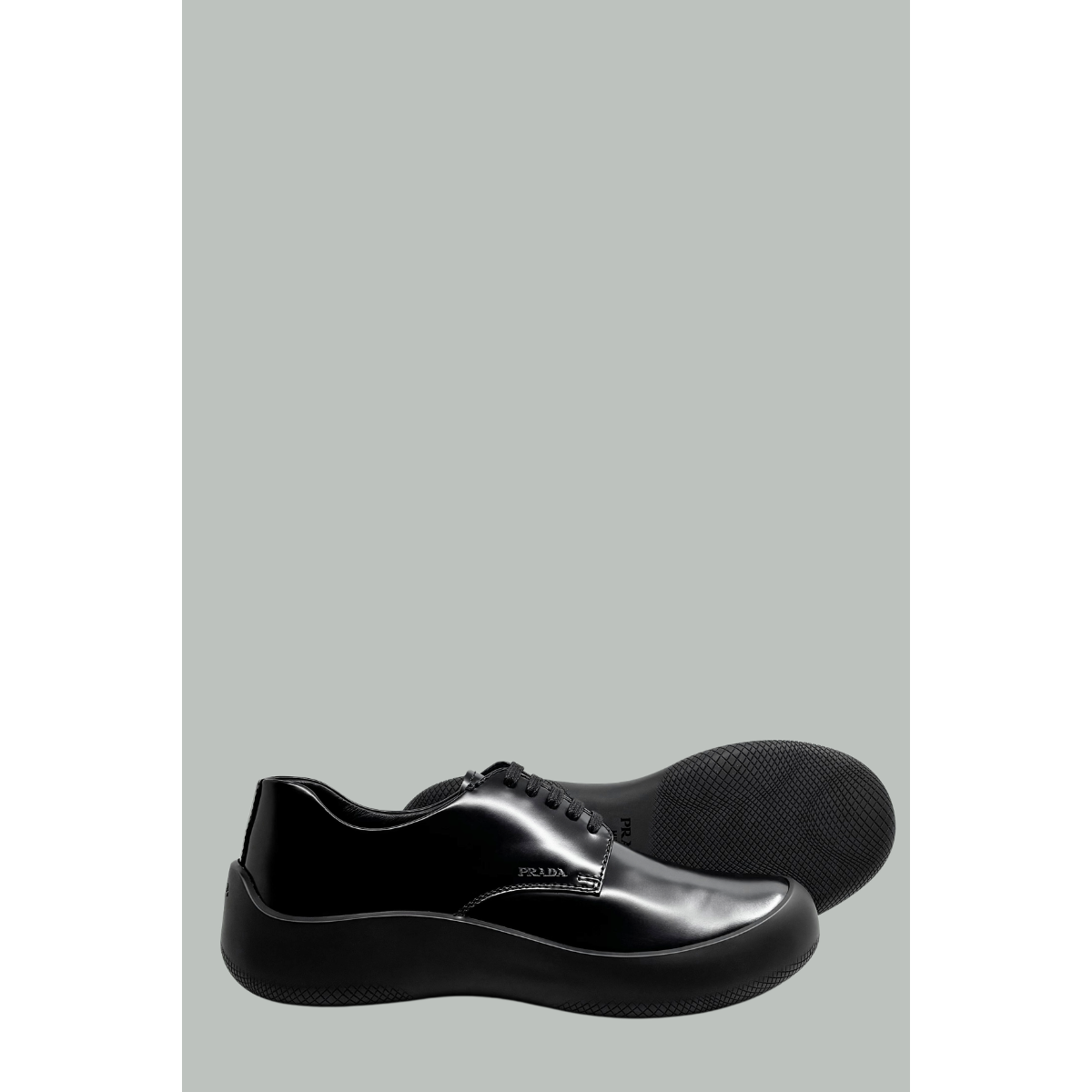 Brushed Leather Lace-Up Shoes - Black - PRADA