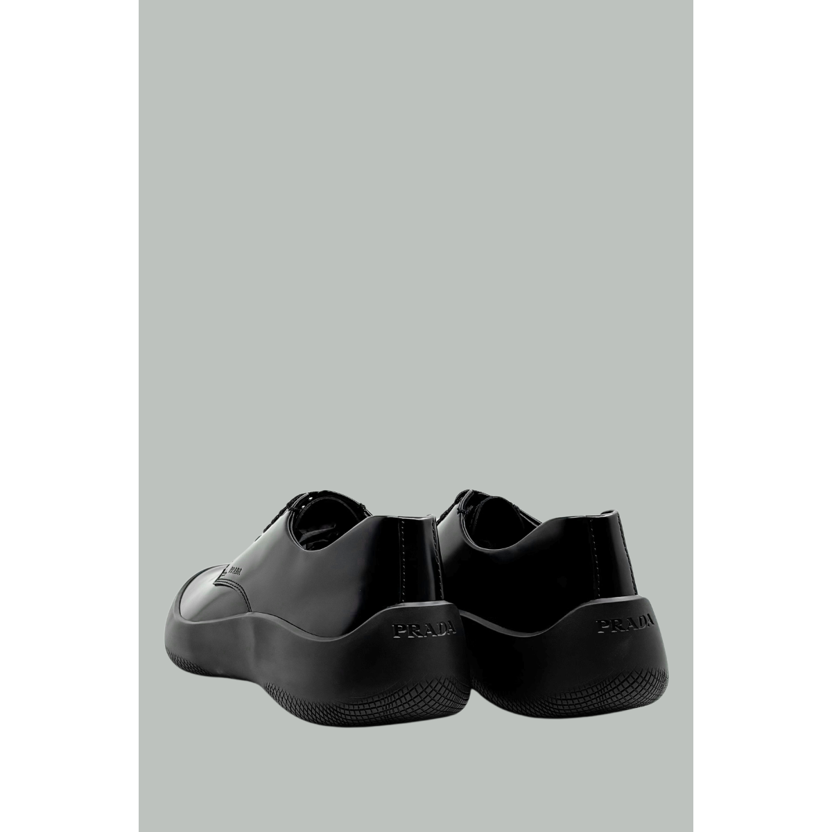 Brushed Leather Lace-Up Shoes - Black - PRADA