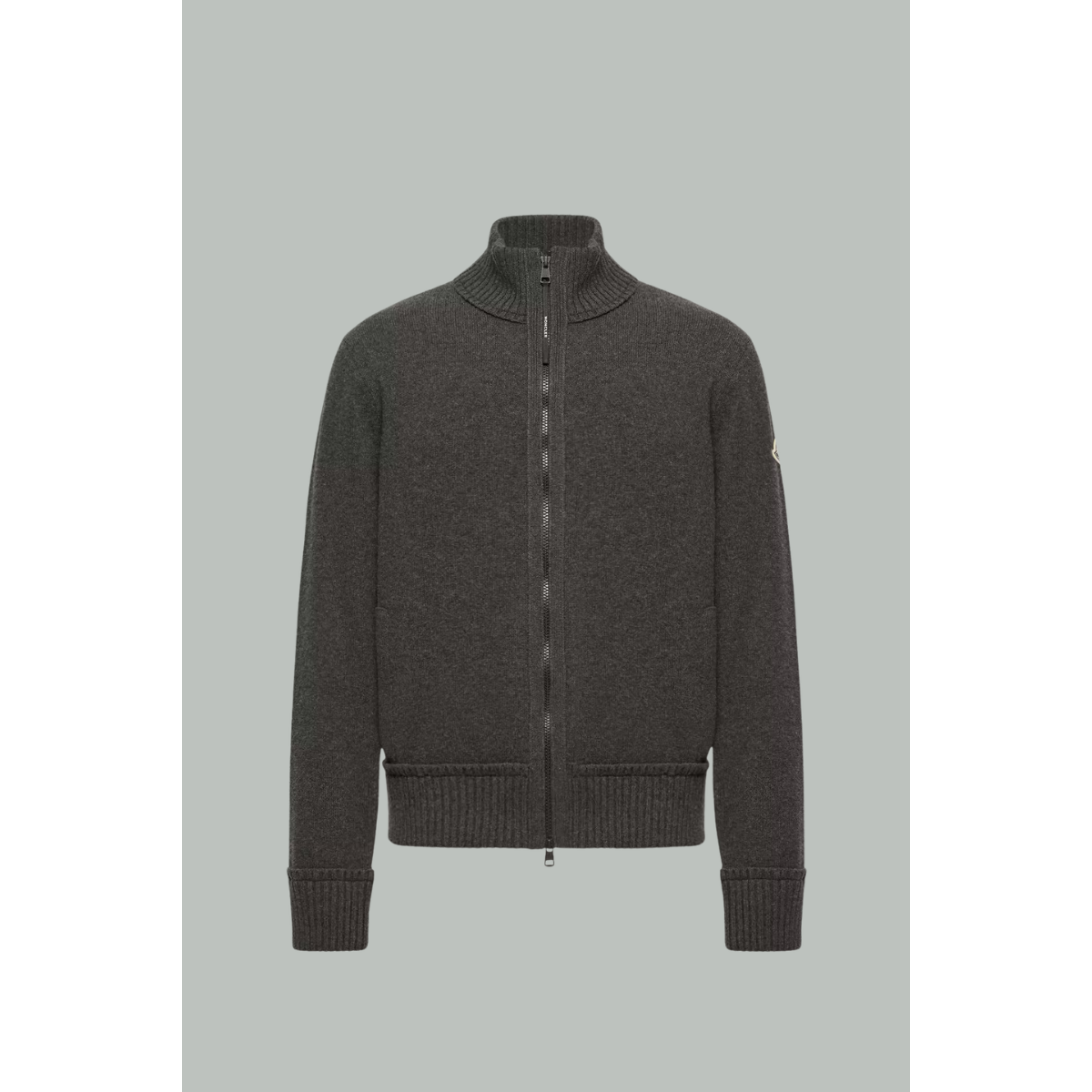 Wool and Cashmere Zip-Up Cardigan - Grey - MONCLER