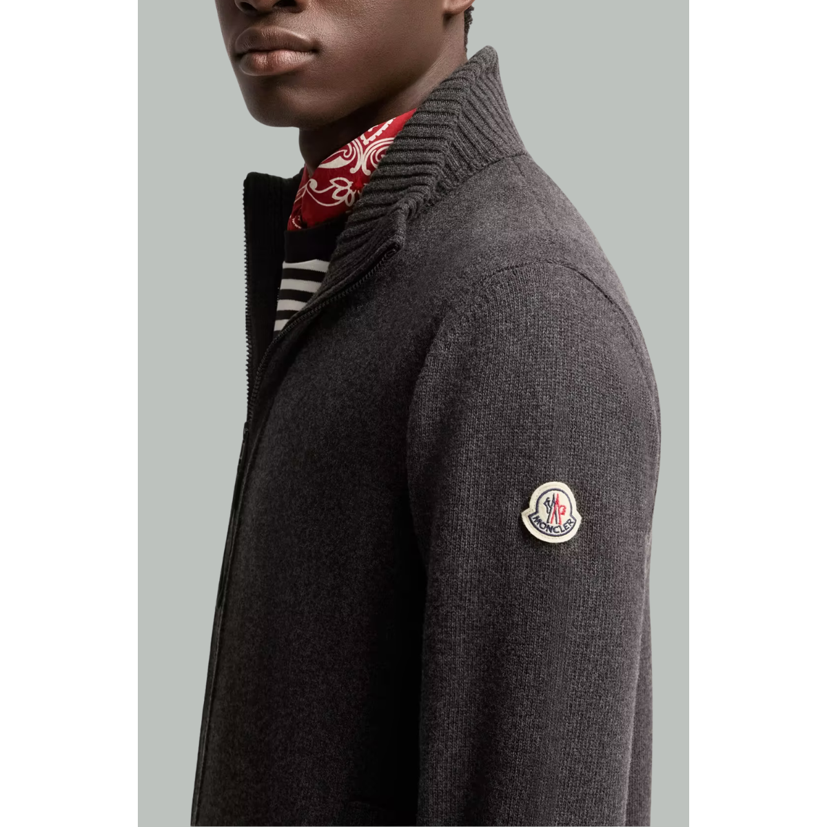 Wool and Cashmere Zip-Up Cardigan - Grey - MONCLER