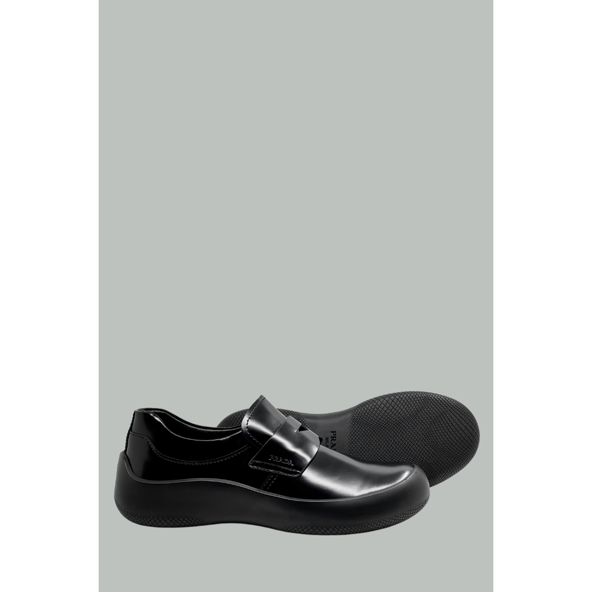 Mocassins En Cuir Brossé - Noir - PRADA