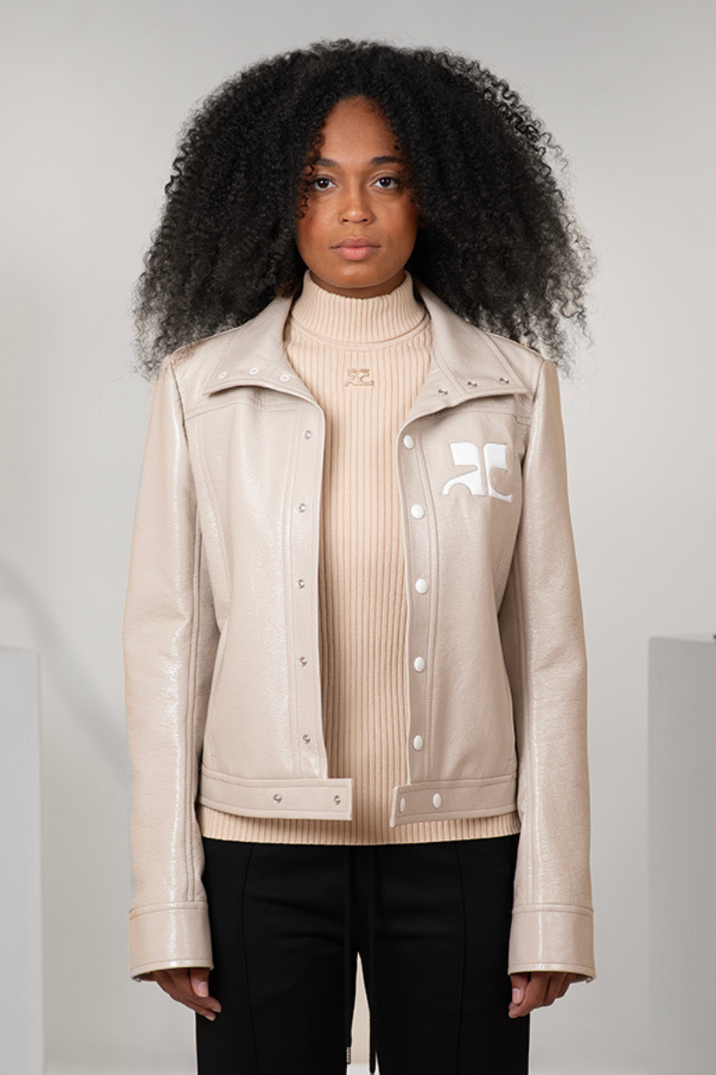 Veste Réédition en Vinyle Écru COURRÈGES
