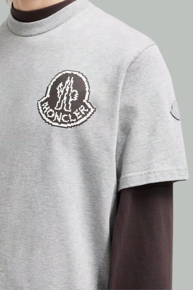 Pixel Logo T-shirt - Grey - MONCLER