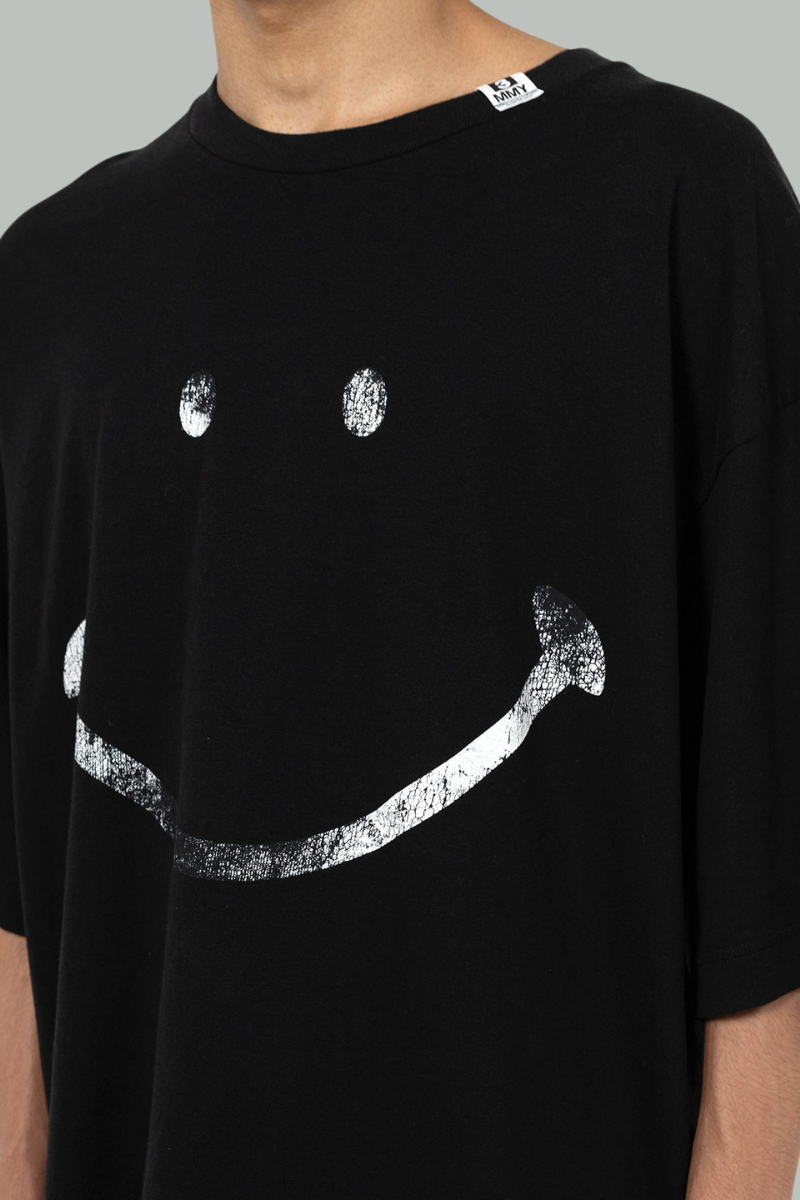 Smiley Print T-Shirt - Black - MAISON MIHARA YASUHIRO