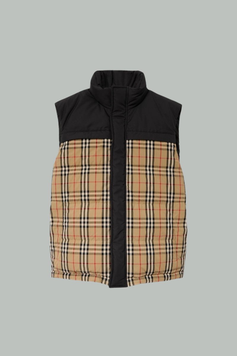 Reversible sleeveless jacket - Beige - BURBERRY